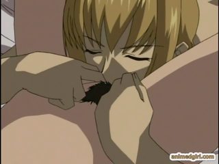 Anime mademoiselle gets licked her hairy pussy