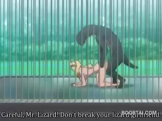 Barmfager anime kjæreste kuse spikret hardt av monster ved den zoo