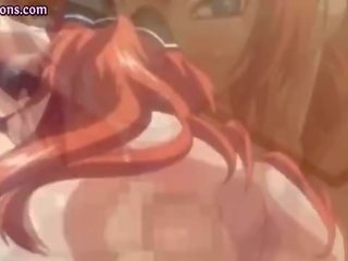 Redhead hentai teasing hard member