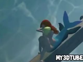 3d ít mermaid ariel nhận fucked lược dưới nước