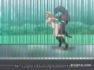 Rondborstig anime jong vrouw kut genageld hard door monster bij de zoo