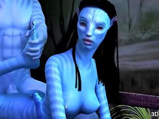 Avatar mjaltë anale fucked nga i madh blu shpoj