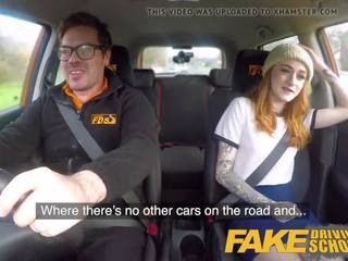 Fake Driving School Slim magnificent Redhead Minx Fucks Better