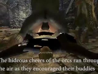 شقراء خادمة منهوب و قسري بواسطة وحوش و orcs skyrim