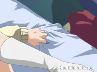 Miellyttävä anime äkäpussi saaminen vaaleanpunainen kalju kusipää nuolaisi mukaan hänen poikaystävä