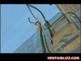 3d animated hentaý gutaran künti gets fucked by huge tentac